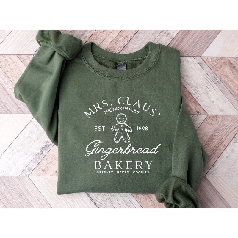 Embroidered Mrs Claus Gingerbread Christmas Sweatshirt, Christmas Sweatshirt, Funny Christmas, Xmas Gift, Womens Sweater, Retro Christmas.jpg