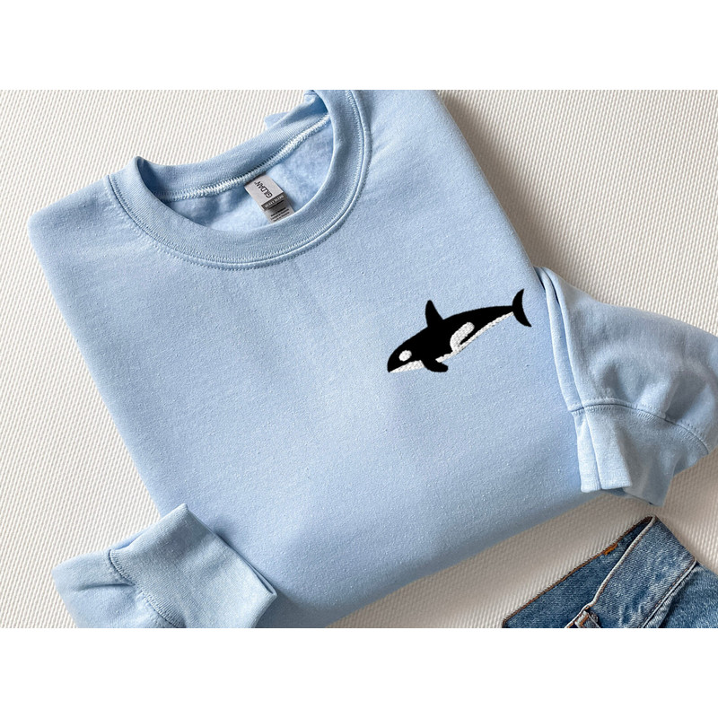 Embroidered Orca Sweatshirt, Embroidered Killer Whale Sweatshirt, Orcas Shirt, Whale Shirts, Shark Shirts, Fish Shirts, Ocean Shirts.jpg