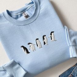 embroidered penguin sweatshirt, embroidered penguin shirt, penguin crewneck sweater, funny sweatshirt, spirit animal shi