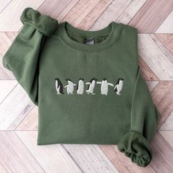 Embroidered Penguin Sweatshirt, Embroidered Penguin Shirt, Penguin Crewneck Sweater, Funny Sweatshirt, Spirit Animal shi