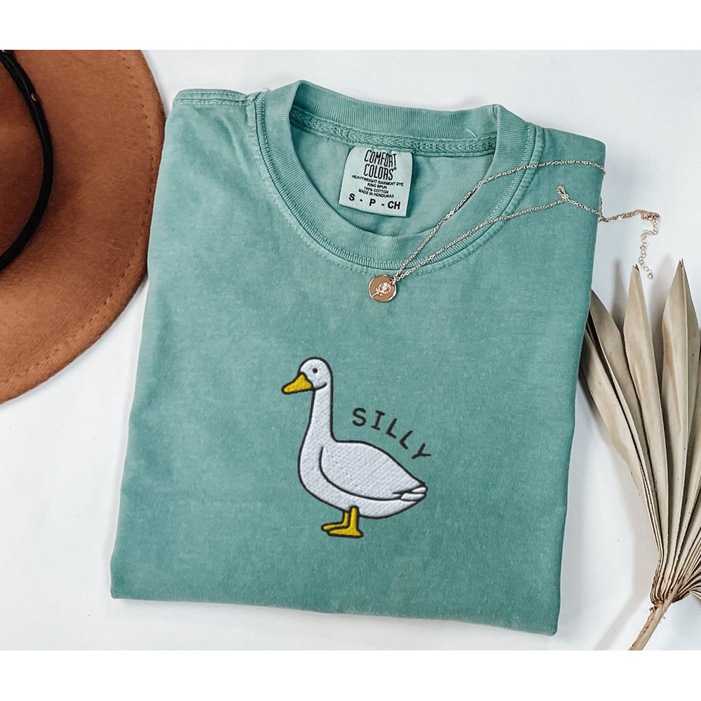 Embroidered Silly Goose Comfort Colors Tshirt, Embroidered Silly Goose Sweatshirt, Silly Goose Shirt, Funny Sweatshirt, Farm Animal Shirt.jpg
