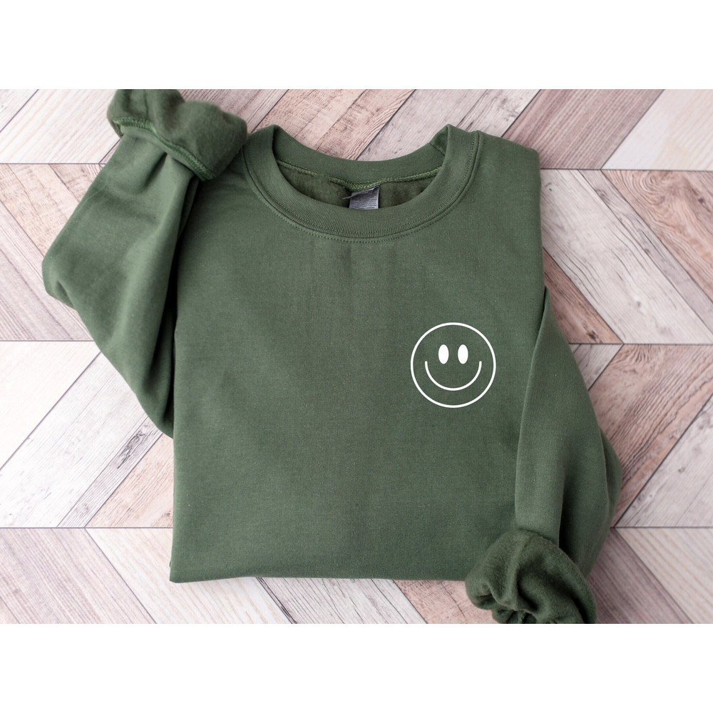 Embroidered Smiley Face Sweatshirt, Cute Emoji Sweatshirt, Smiley Face Sweater, Valentines Day Gift, Embroidered Sweater, Gift for HimHer.jpg