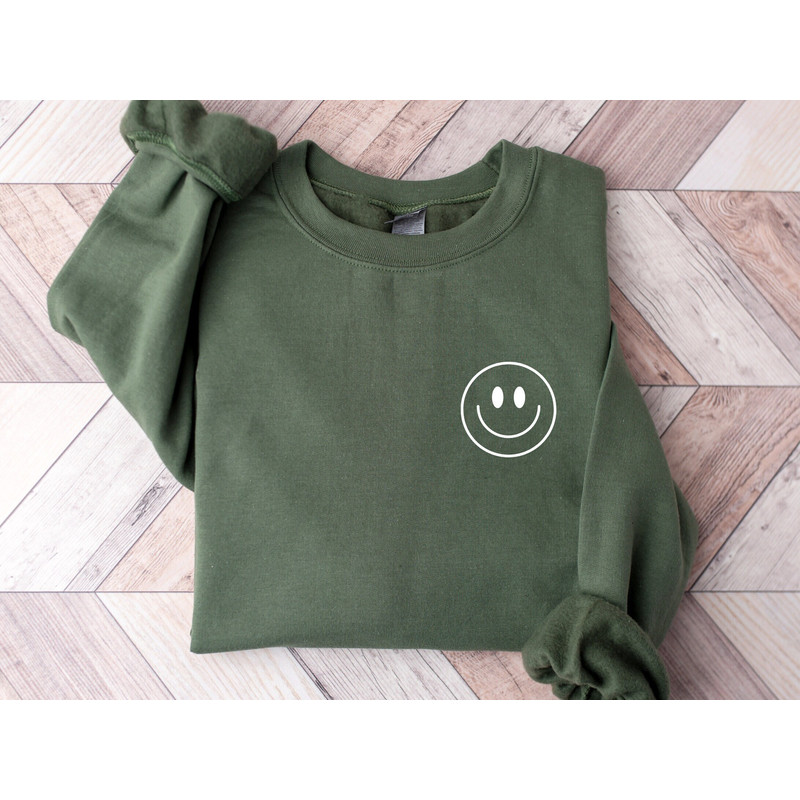 Embroidered Smiley Face Sweatshirt, Cute Emoji Sweatshirt, Smiley Face Sweater, Valentines Day Gift, Embroidered Sweater, Gift for HimHer.jpg
