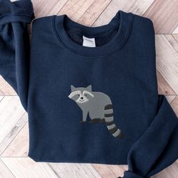 embroidered trashy racoon sweatshirt, funny sweater, funny shirt, embroidered animal crewneck, ugly sweater, raccoon shi