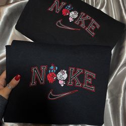 embroidered cute kitty hello inspired spider kitty, couple matching embroidered sweatshirt - hoodies kitty and spiderman