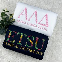 custom college floral embroidered sweatshirt, floral greek l, 6