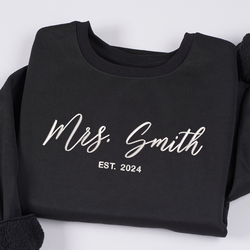 Custom Mrs Sweatshirt Embroidered Future Mrs Name Crewneck Bride to Be Gift for Bridal Shower Engagement Gift Mrs Last Name Honeymoon Shirt 2.jpg