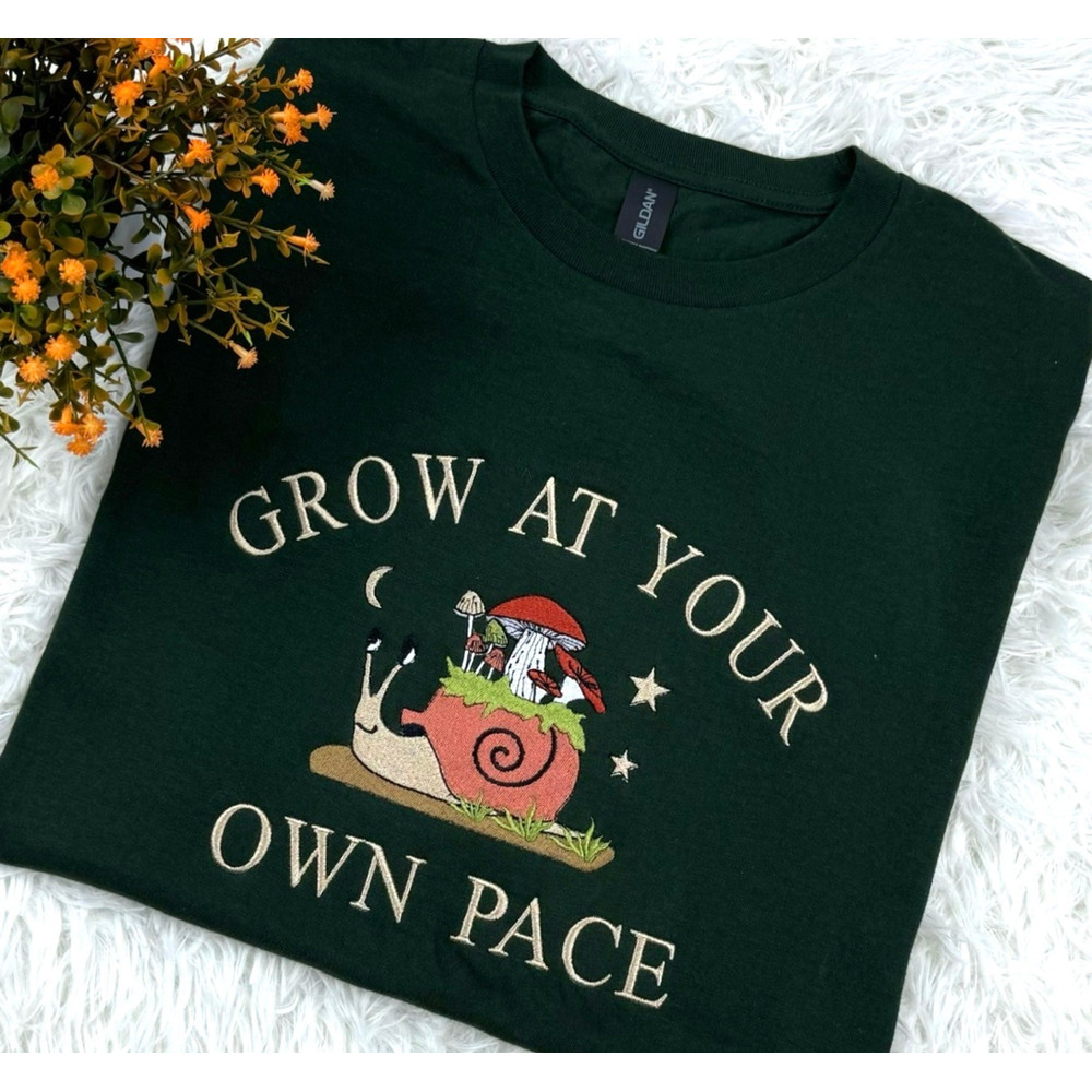 Embroidered Mushroom Tshirt Sweatshirt, Snail Shirt Embroidery, Mushroom Crew Neck Sweatshirt Hoodie, Cute Snail Tee, Gift for Her.jpg