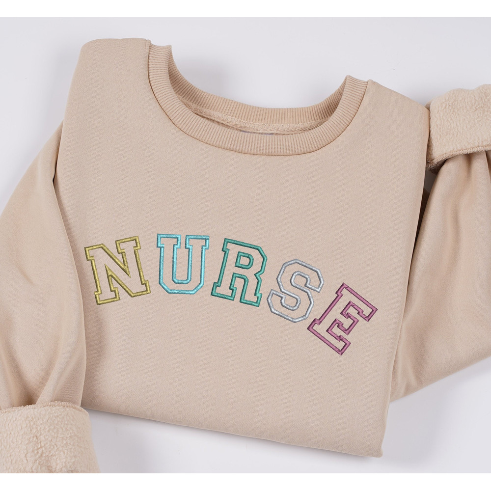 Embroidered NURSE  Block Sweatshirt, Nurse Pullover Sweatshirt, Gift for Grad, New Nurse Gift , Nurse T-Shirt.jpg