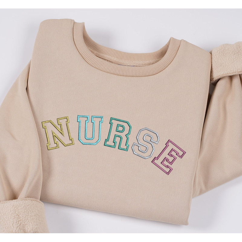 Embroidered NURSE  Block Sweatshirt, Nurse Pullover Sweatshirt, Gift for Grad, New Nurse Gift , Nurse T-Shirt.jpg