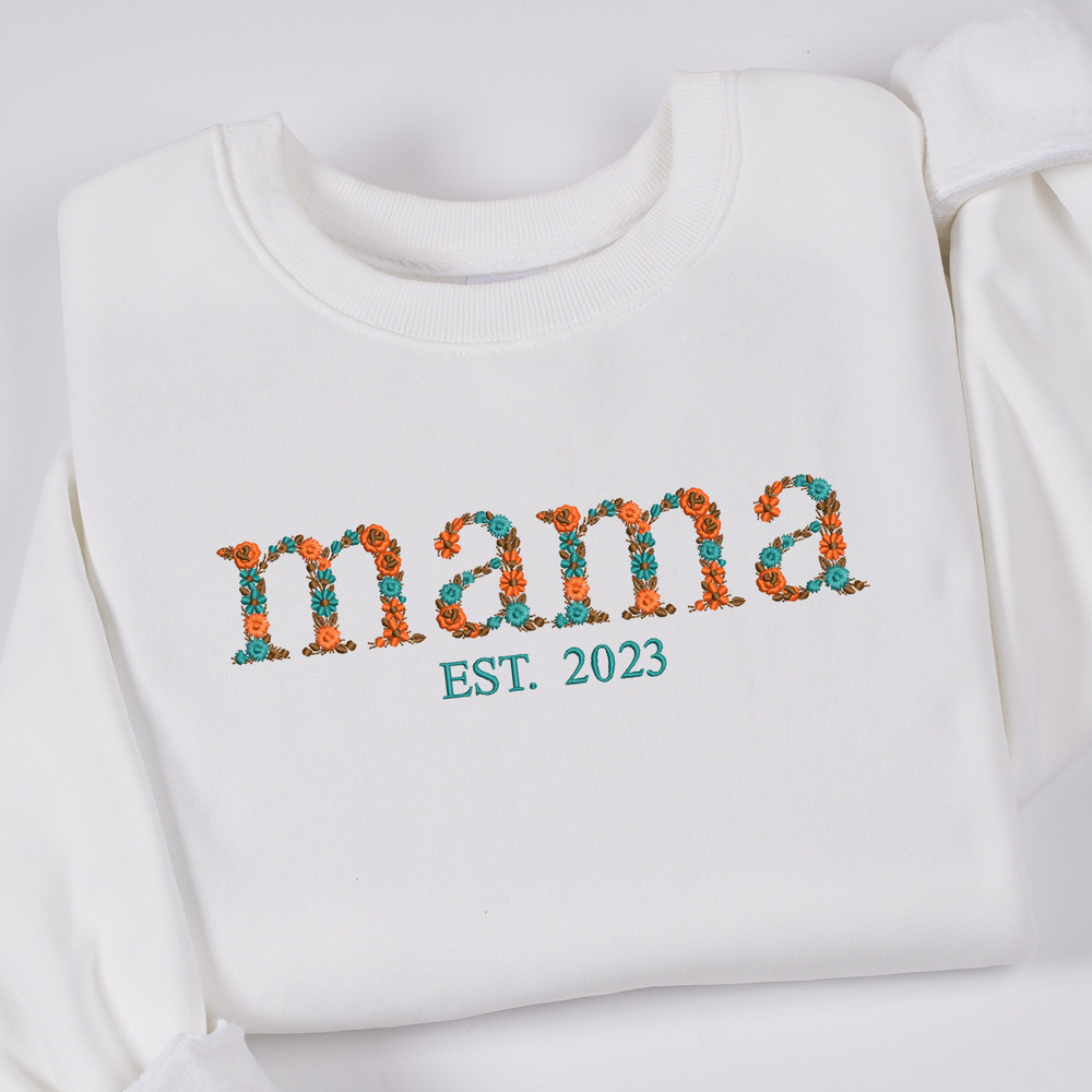 Mama Embroidered Sweatshirt Custom with Kid Name Mama  Floral Sweatshirt Pregnancy Hospital Gift Custom Mom Shirt Mothers Day Gift.jpg