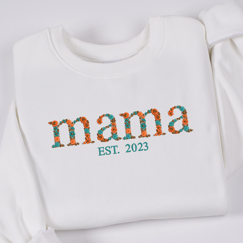 Mama Embroidered Sweatshirt Custom with Kid Name Mama  Floral Sweatshirt Pregnancy Hospital Gift Custom Mom Shirt Mothers Day Gift.jpg
