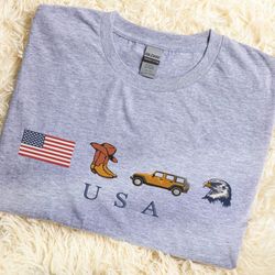 USA Embroidered Sweatshirt Tshirt Hoodie America, Crewneck, 86