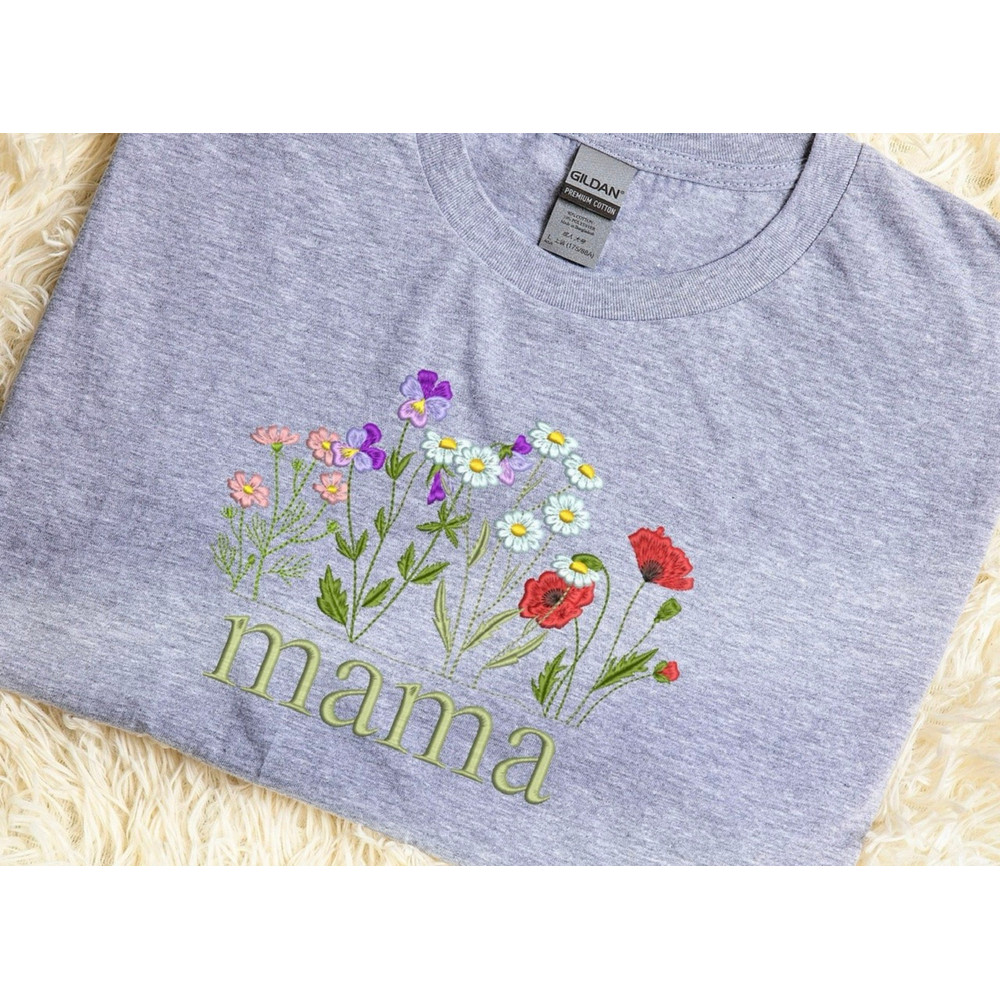 Wildflower Embroidered Sweatshirt Custom Name, Mama Flower Embroidered Hoodie, Lavender Tshirt, Cute Embroidered Flower Crew Neck Sweatshirt.jpg