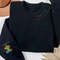 Custom Embroidered Embrace Neurodiversity Sweatshirt, Puzzle Piece Kid Name on Sleeve, Autism Awareness Embroidery Shirt, Autism Month Gift.jpg