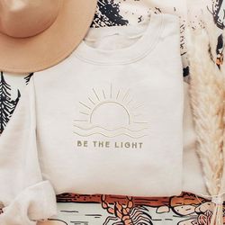 comfort colors be the light embroidered t shirt, mathew 5 14, 5