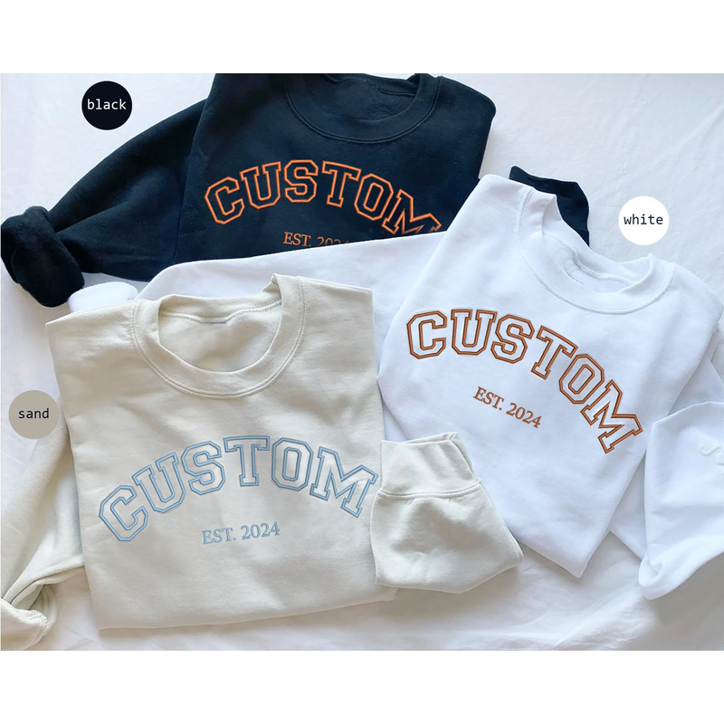 Custom Embroidered Varsity Sweatshirt, Personalized Comfort Colors shirt, Custom Embroidery Crewneck, Custom Text Shirt, Custom Logo Shirt.jpg