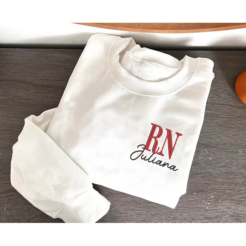 Nurse Embroidered Sweatshirt, Custom RN Sweater, Healthcare Shirt, Nurse Graduation Nurse Life Hoodie, Personalized Gift For Nurse Student.jpg