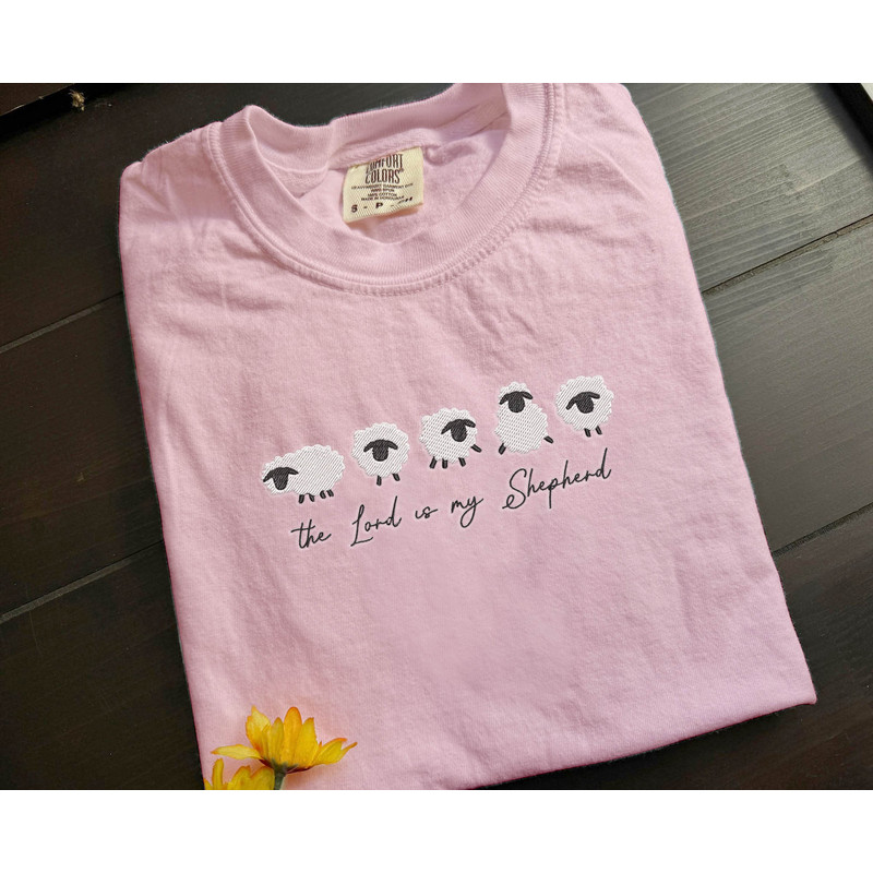 The Lord is My Shepherd Embroidered Shirt, Psalm 231 Christian Apparel Lost Sheep Sweater, Faith Based Clothing Christian Bible Verse Shirt.jpg