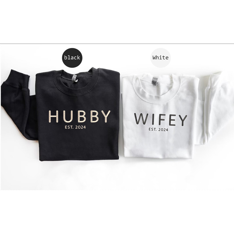 Wifey Hubby Embroidered Sweatshirt, Honeymoon & Bridal Gift, Engagement Gift, Trendy Groom Wife Shirt, Wifey Bride Sweater, Mr Mrs Pullover.jpg