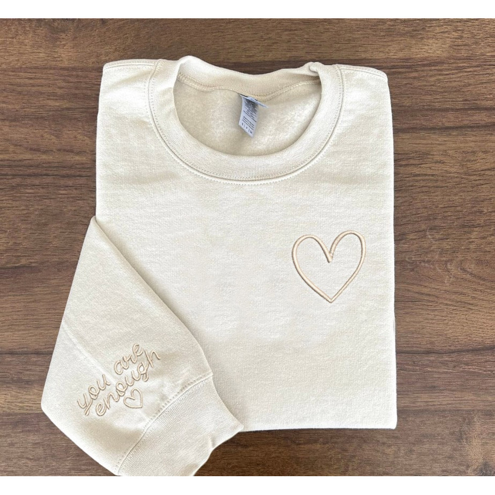 You Are Enough Embroidered Sweatshirt, Positivity Hoodie, Inspirational Sweater, Mental Health, Be kind sweater, Christian Sweatshirt.jpg