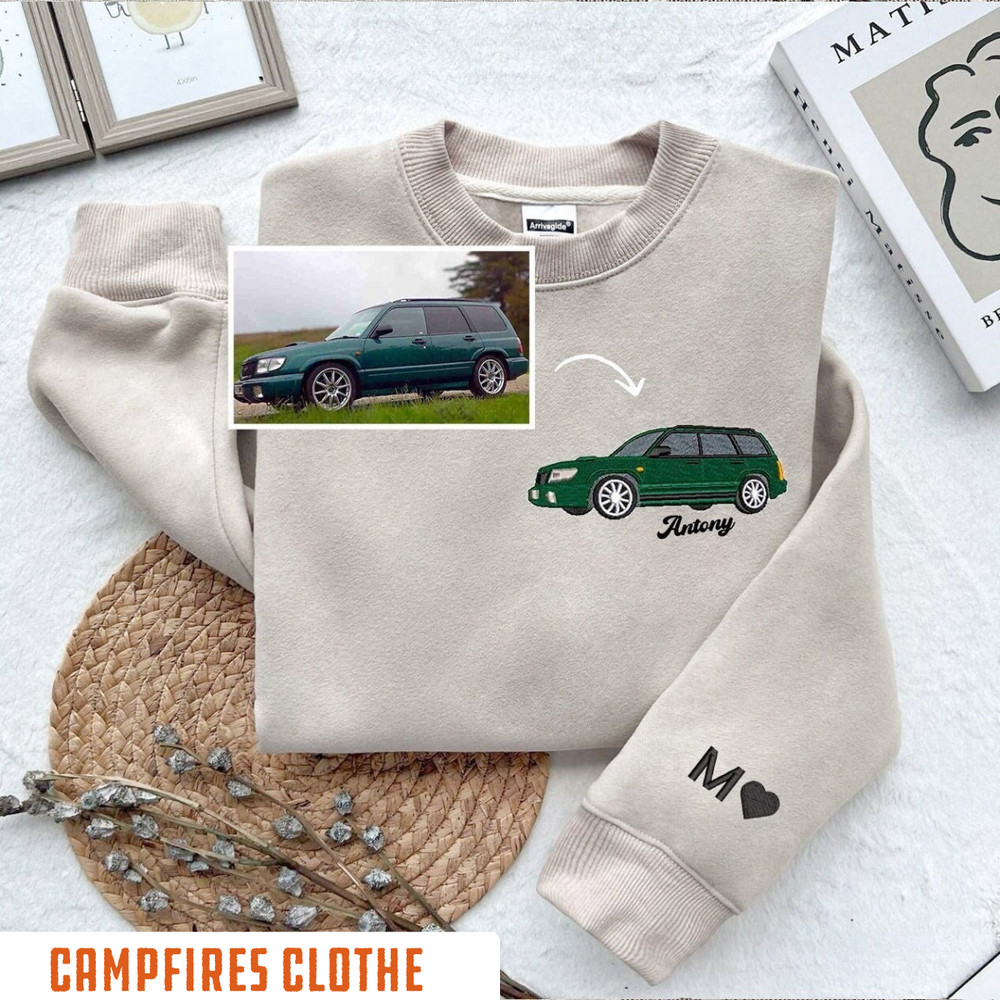 Custom Embroidered Car Portrait Sweatshirt, Car Hoodie, Valentine Gift, Best Gift for Boyfriend, Race Cars, Classic Cars.jpg
