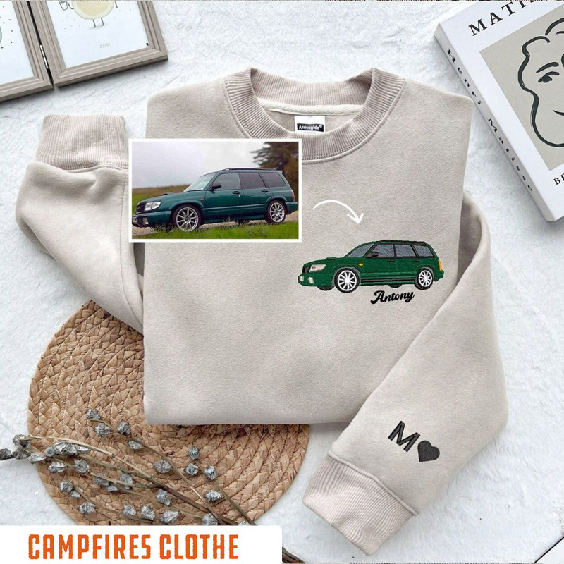 Custom Embroidered Car Portrait Sweatshirt, Car Hoodie, Valentine Gift, Best Gift for Boyfriend, Race Cars, Classic Cars.jpg
