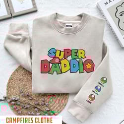 custom embroidered super daddio crewneck, funny dad shirt, f, 25