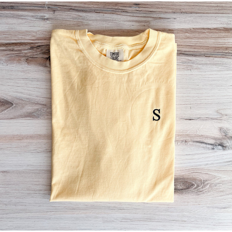 Single Initial Embroidered Comfort Colors Tee, Custom Letter Shirt, Custom T- Shirt, Embroidered Tee, Embroidered Shirt, Custom Shirt, Cute.jpg
