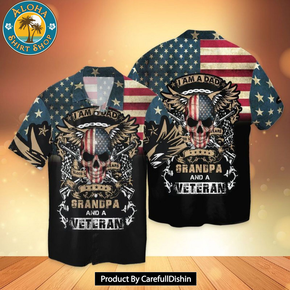 4th Of July Independence Day American Veteran Dad I Am Dad Grandpa And A Veteran Hawaiian Shirt.jpg