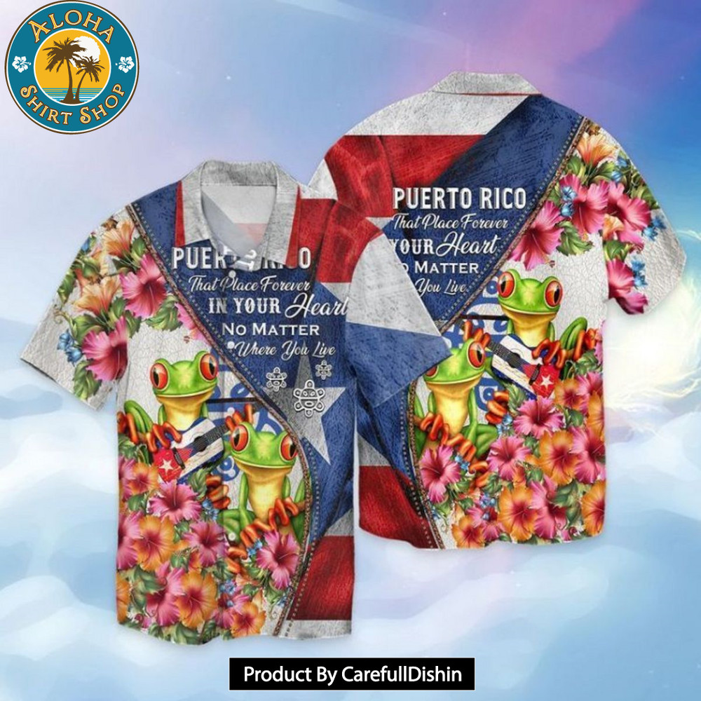 4th Of July Independence Day Frog Puerto Rico That Place Forever In Your Heart No Matter You Live Hawaiian Shirt.jpg