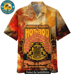american classic hot rod speed and power let the good time roll print hawaiian shirt
