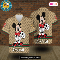 arsenal gucci mickey hawaiian shirt