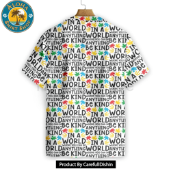 be kind autism multicolor puzzle hawaiian shirt