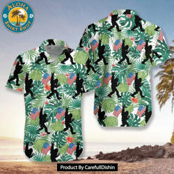 best bigfoot tropical hold usa flag hawaiian shirt