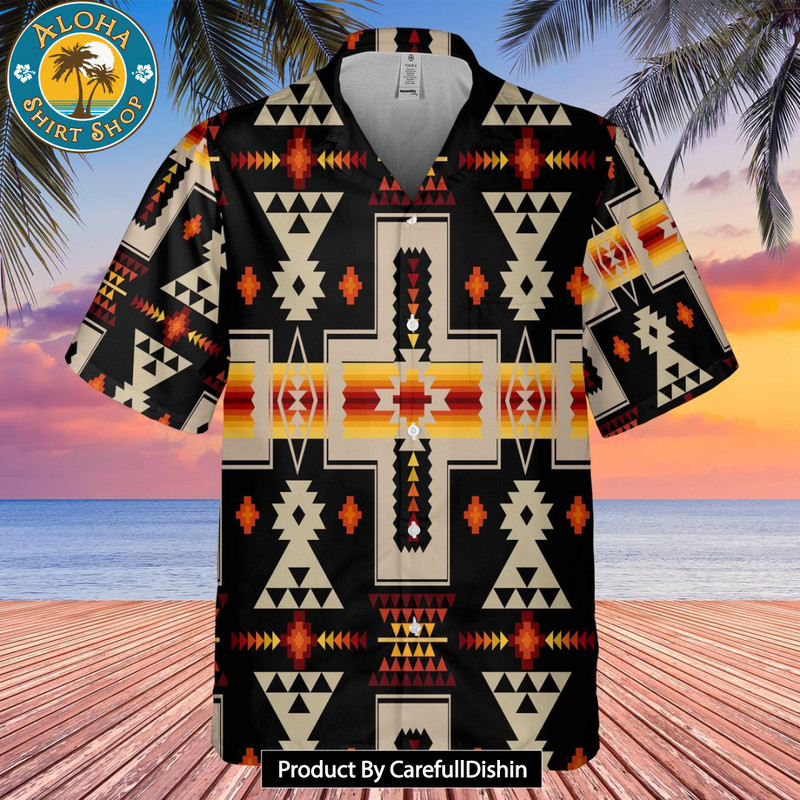 Black Tribe Design Native American Hawaiian Shirt 3D New Fashion.jpg