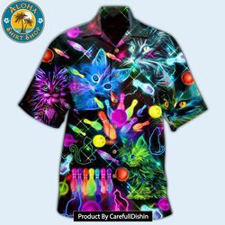 bowling rolling with my homies cats edition hawaiian shirt