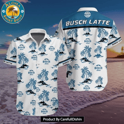 busch latte beer summer beach hawaiian shirt