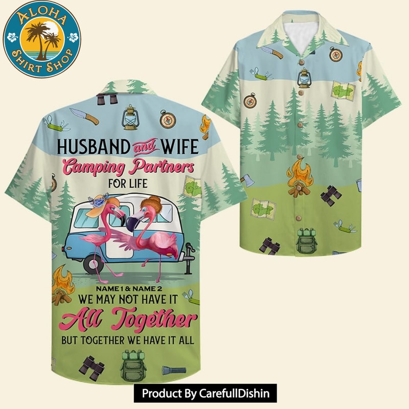 Camping Partners For Life Personalized Camping Couple Hawaiian Shirt.jpg