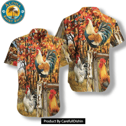 chicken family farm hawaiian shirt