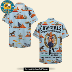 cowgirls are gods wildest angels personalized cowgirl hawaiian shirt