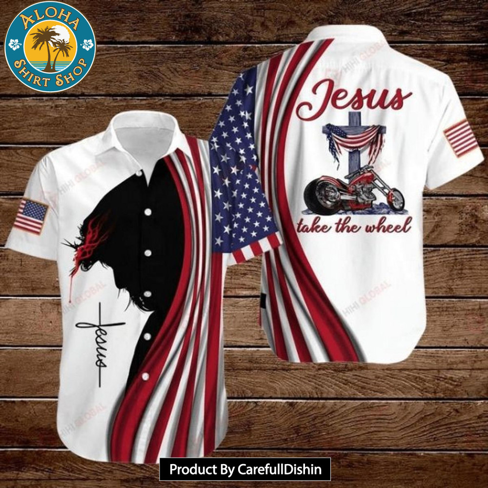 Cross Jesus Bible Americal Flag Biker Jesus Take The Wheel Hawaiian Shirt.jpg