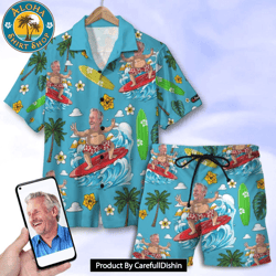 custom surfing hawaiian shirt and men beach shorts