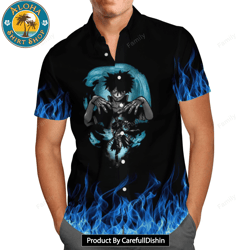 dabi blue fire aop hawaiian shirt