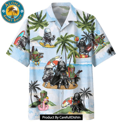 darth vader boba fett stormtrooper summer time hawaiian shirt