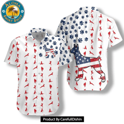 doberman american flag hawaiian shirt