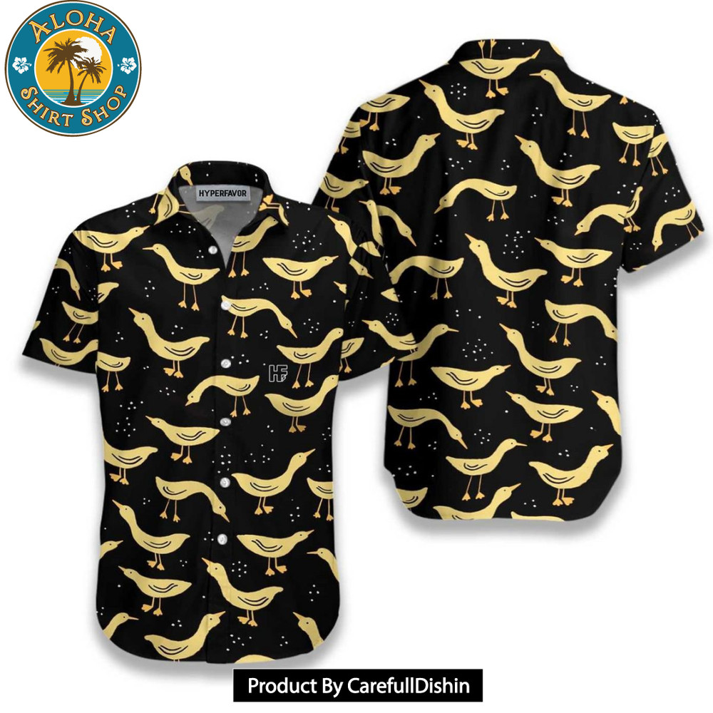 Ducks In Darkness Banana Duck Pattern Hawaiian Shirt.jpg