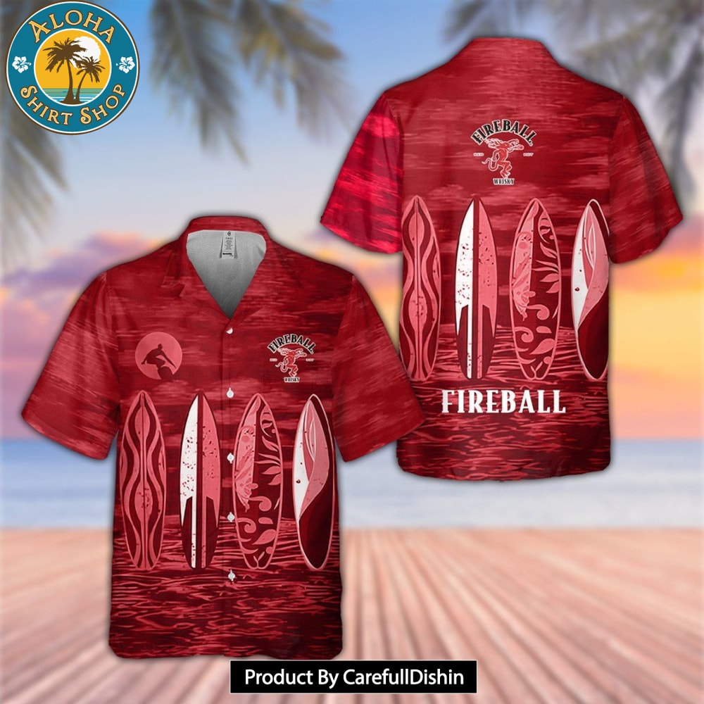 Fireball Cinnamon Whisky All Over Print 3D Hawaiian Shirt.jpg