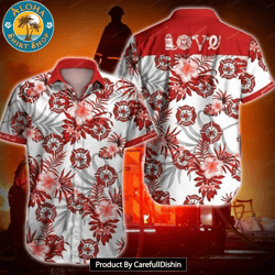firefighter love red hawaiian shirt