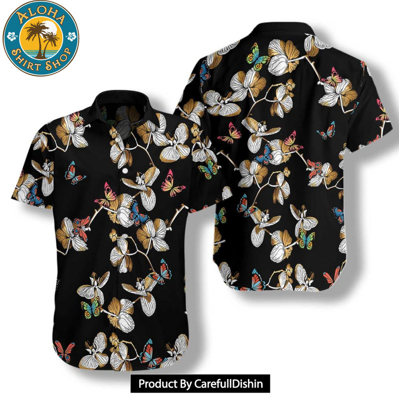 Floral Butterfly Pattern Hawaiian Shirt.jpg